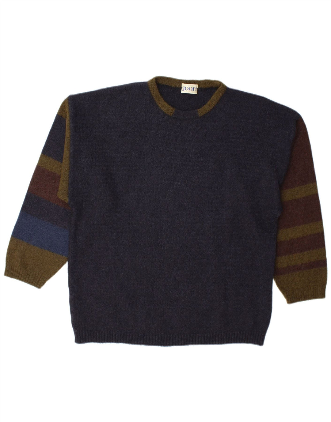 Joop Mens Crew Neck Jumper Sweater IT 52 Large Navy Blue Colourblock