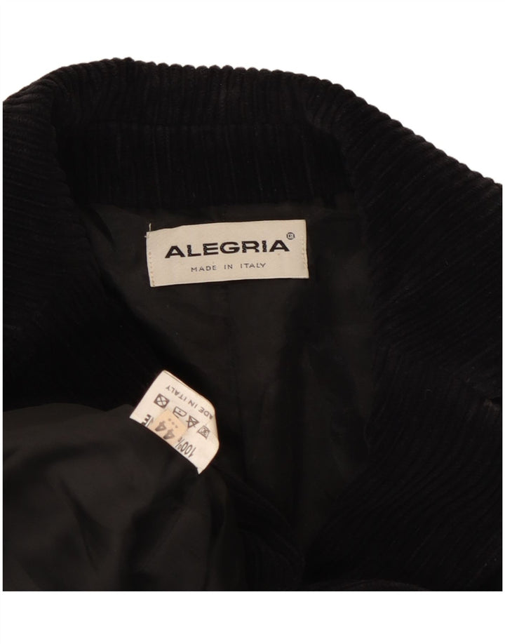 Alegria Womens 2 Button Corduroy Blazer Jacket IT 44 Medium Black Cotton
