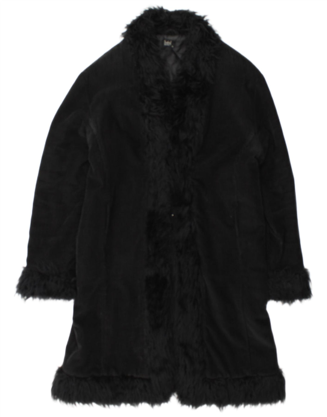 Vintage Womens Overcoat UK 18 XL Black Cotton
