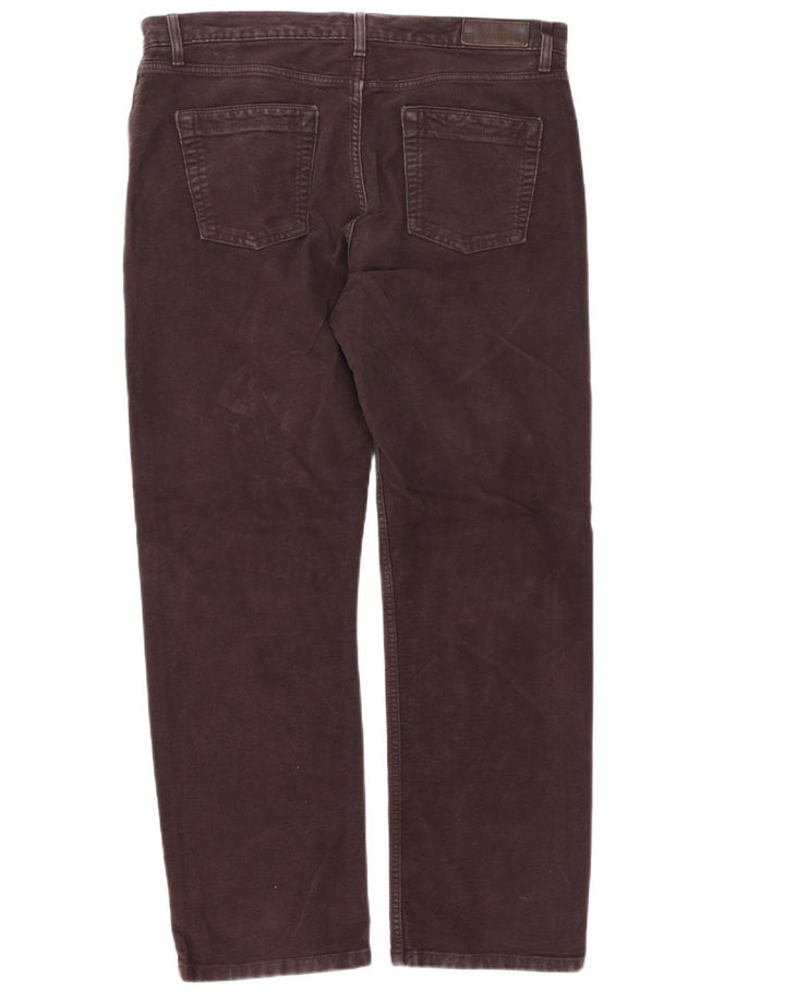 Marks & Spencer Mens Regular Casual Trousers W36 L31 Brown Cotton