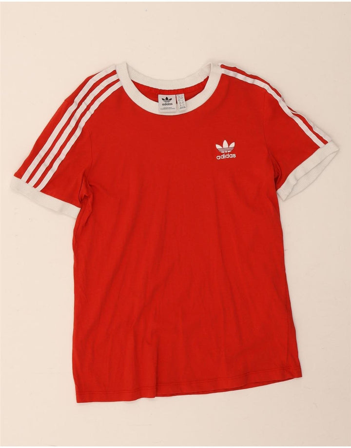 Adidas Womens T-Shirt Top UK 12 Medium Red Cotton