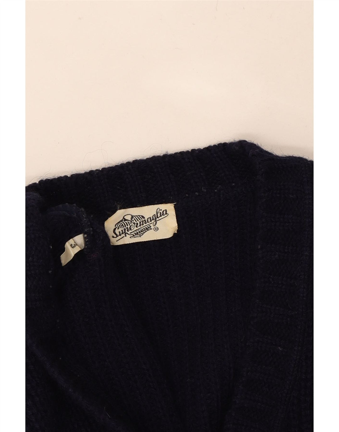 SUPERMAGLIA Womens Oversized V-Neck Jumper Sweater US 3 Small Navy Blue Vintage Supermaglia and Second-Hand Supermaglia from Messina Hembry 