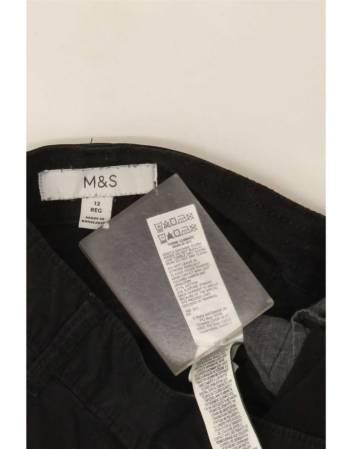 Marks & Spencer Womens Straight Chino Trousers UK 12 MediumW32 L29 Black