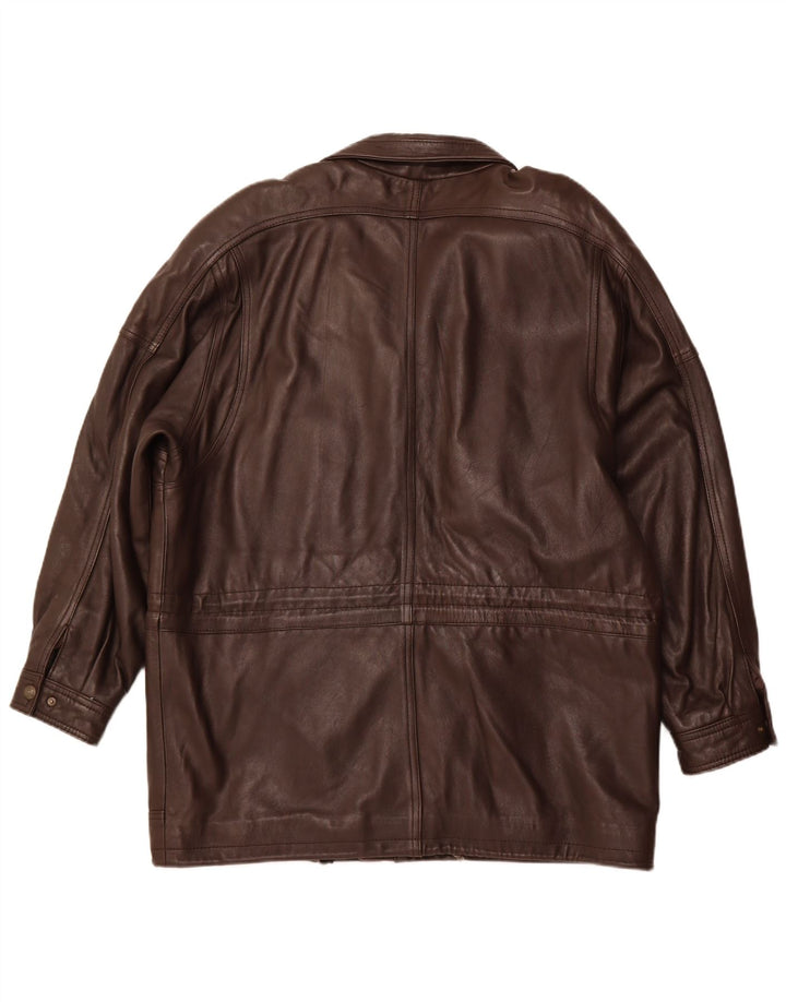 FATIGUE Mens Leather Jacket UK 44 2XL Brown Leather
