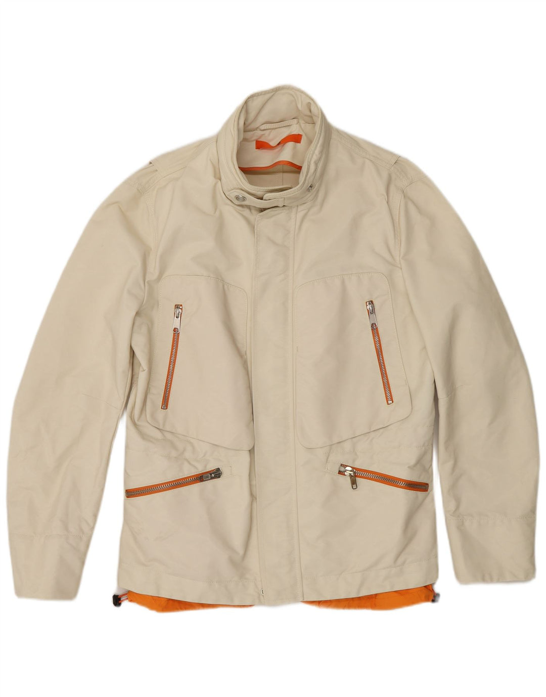 Dondup Mens Hooded Utility Jacket IT 50 Large Off White Polyamide