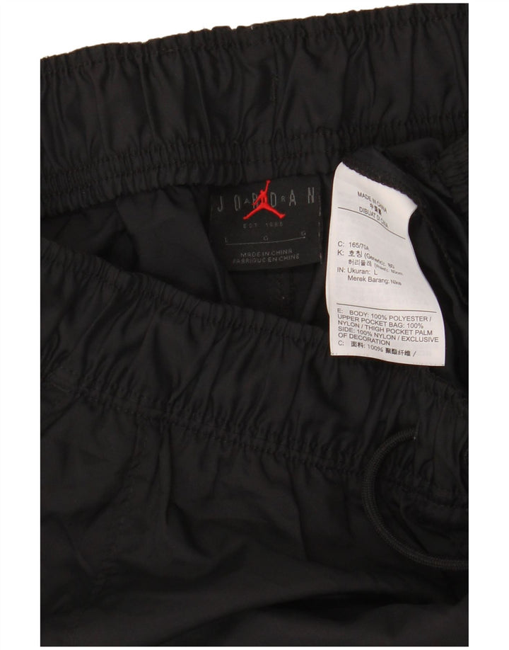 JORDAN Mens Cargo Tracksuit Trousers Joggers Large Black Polyester