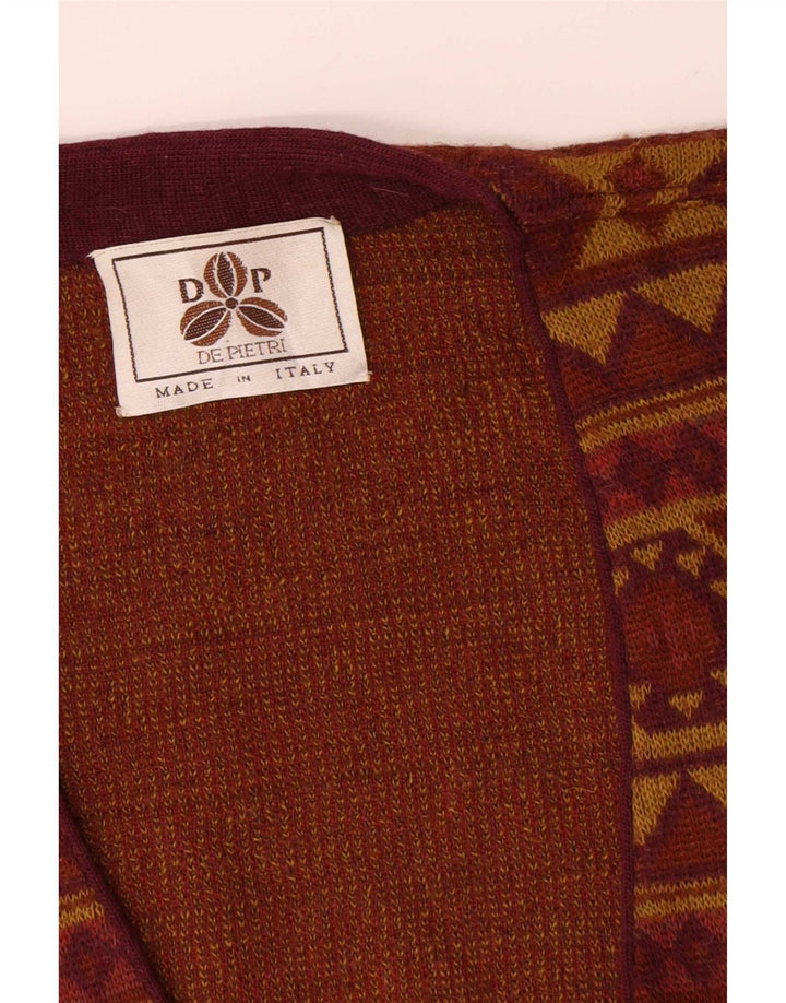 De Pietri Mens Cardigan Sweater XL Brown Geometric