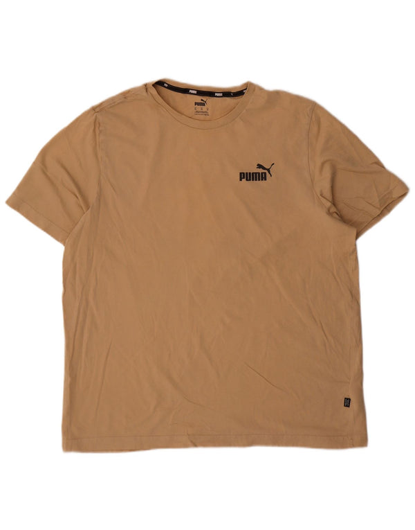 Puma Mens T-Shirt Top XL Beige Cotton