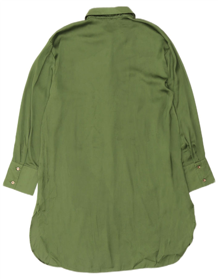 Zara Womens Shirt Dress UK 14 Medium Green Polyester