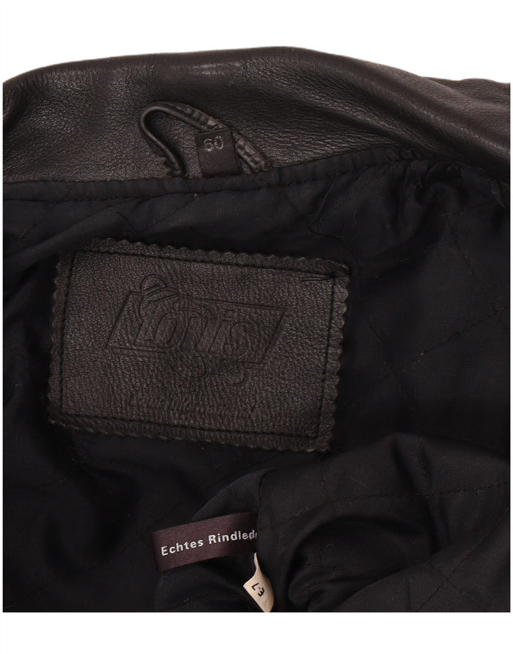 Louis Mens Leather Biker Jacket EU 50 Large Black Leather