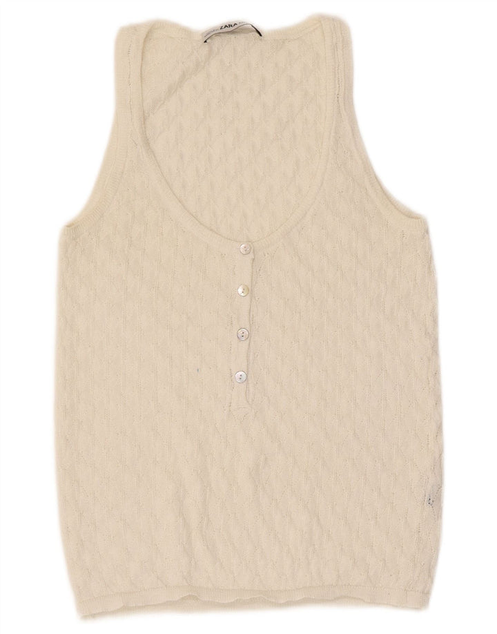 Zara Womens Vest Top UK 8 Small Beige