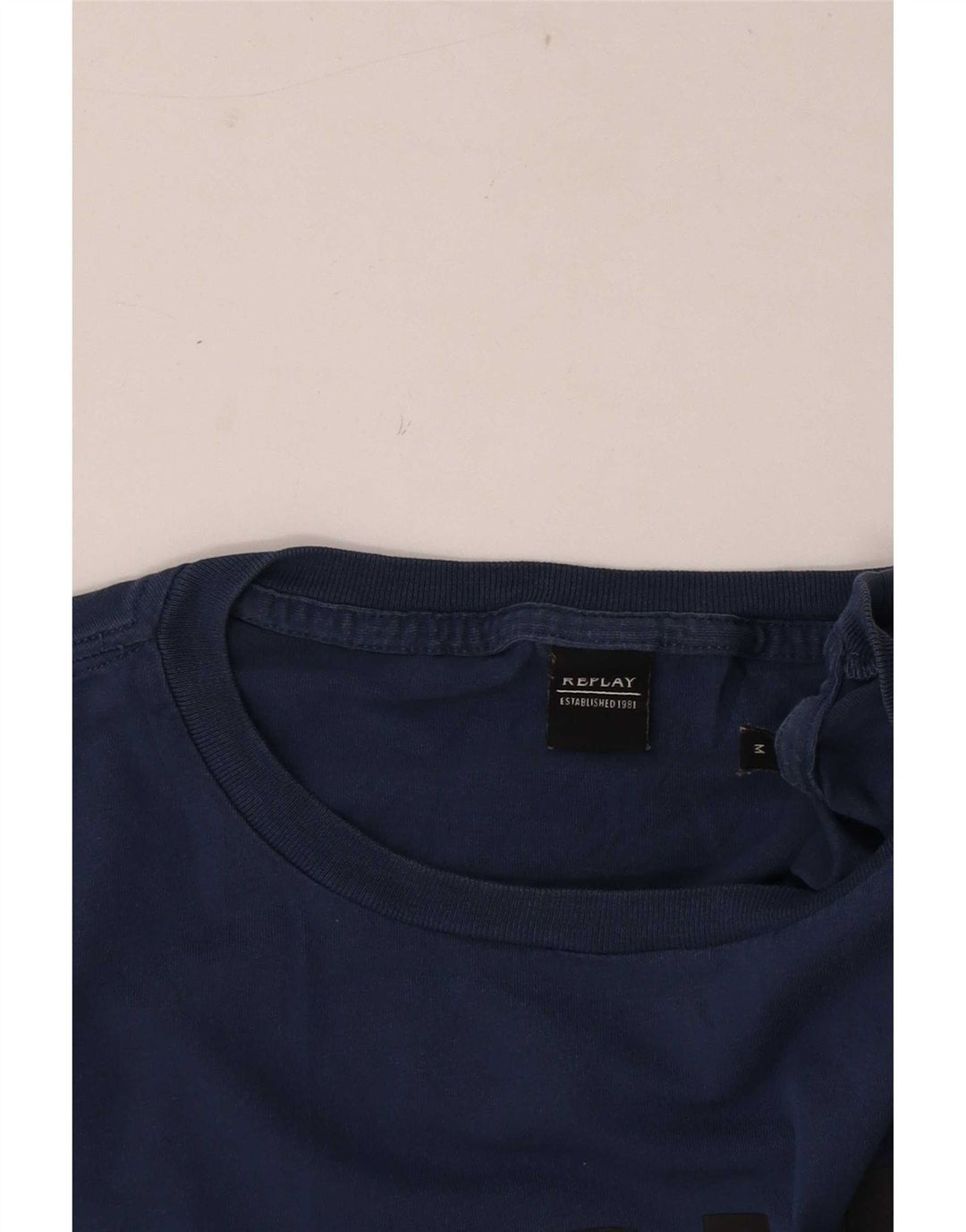 Replay Mens Regular Graphic T-Shirt Top Medium Navy Blue