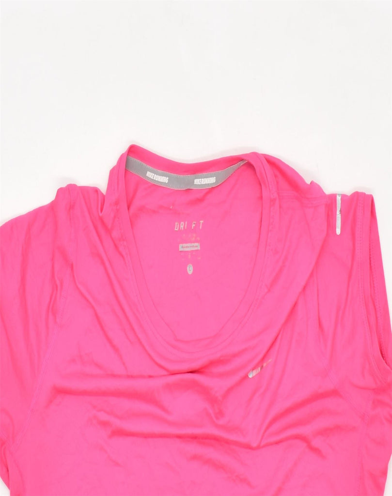 NIKE Womens Dri Fit T-Shirt Top UK 14 Medium Pink Polyester | Vintage | Thrift | Second-Hand | Used Clothing | Messina Hembry 