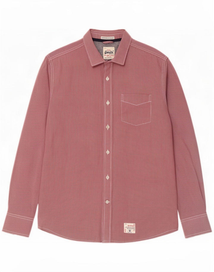 Superdry Mens Shirt Medium Red Gingham Cotton