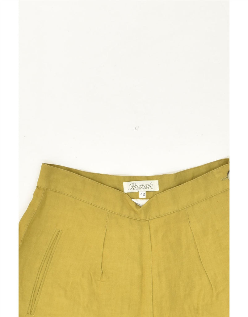 VINTAGE Womens High Waist Chino Shorts IT 42 Medium W26 Green Viscose | Vintage Vintage | Thrift | Second-Hand Vintage | Used Clothing | Messina Hembry 