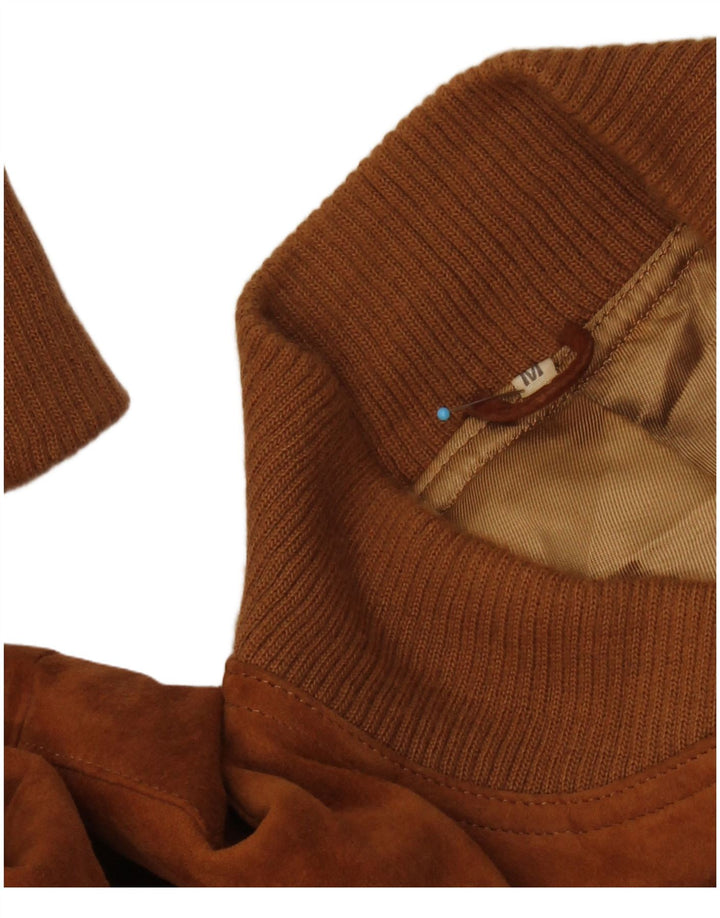 VINTAGE Mens Suede Bomber Jacket UK 38 Medium Brown