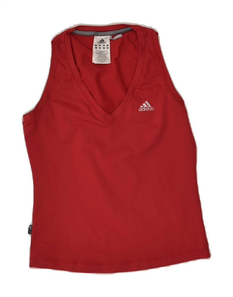 ADIDAS Womens Vest Top UK 14 Medium Red Polyester | Vintage Adidas | Thrift | Second-Hand Adidas | Used Clothing | Messina Hembry 