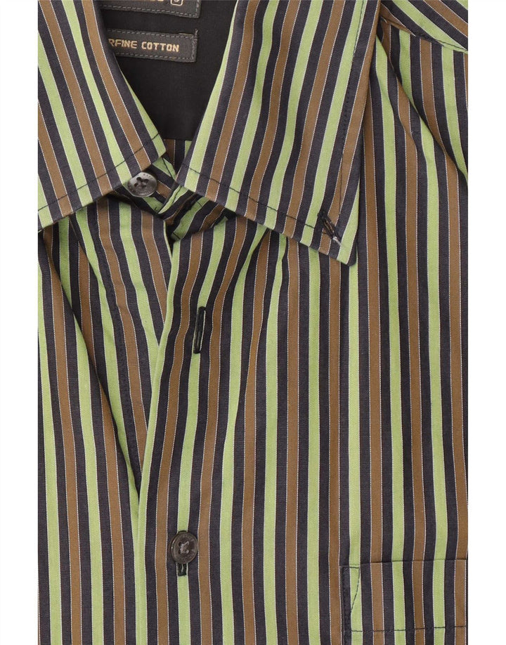 Ted Baker Mens Shirt Size 3 Medium Green Striped Cotton
