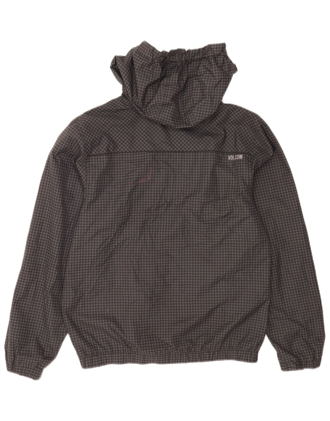 Volcom Girls Hooded Rain Jacket 13-14 Years XL Grey Houndstooth Polyester