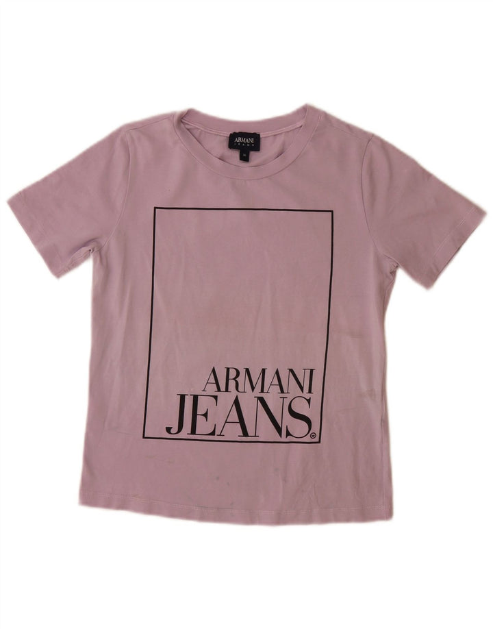 ARMANI JEANS Womens Graphic T-Shirt Top EU 36 Small Purple