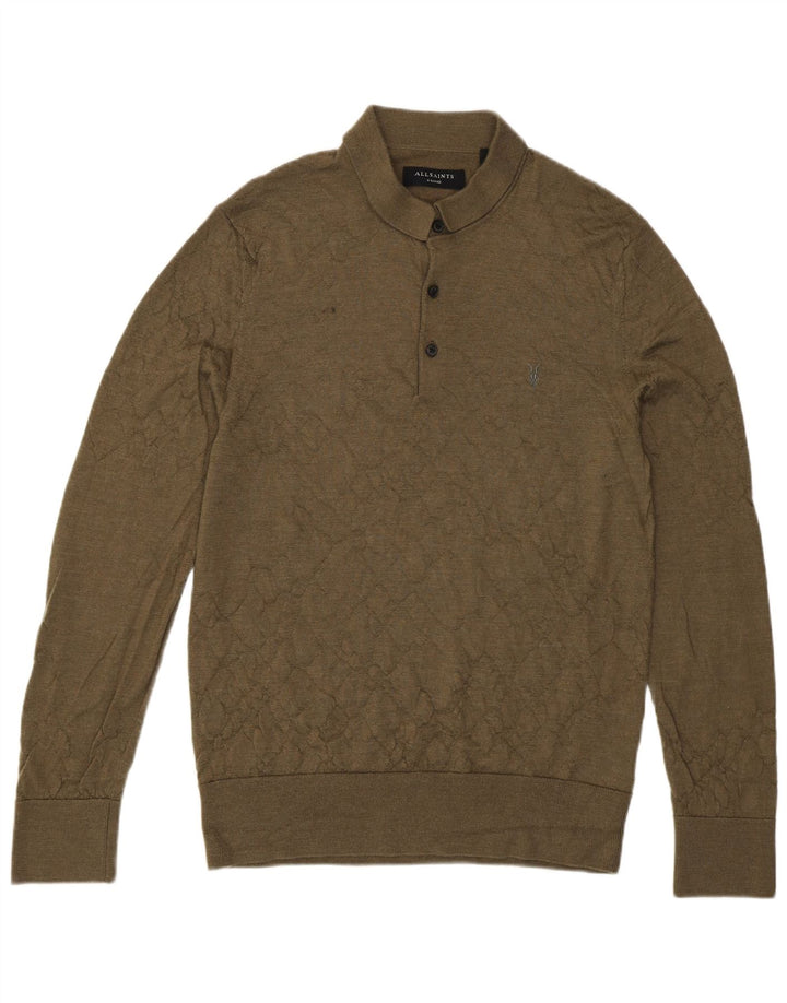 All Saints Mens Polo Neck Jumper Sweater XL Khaki
