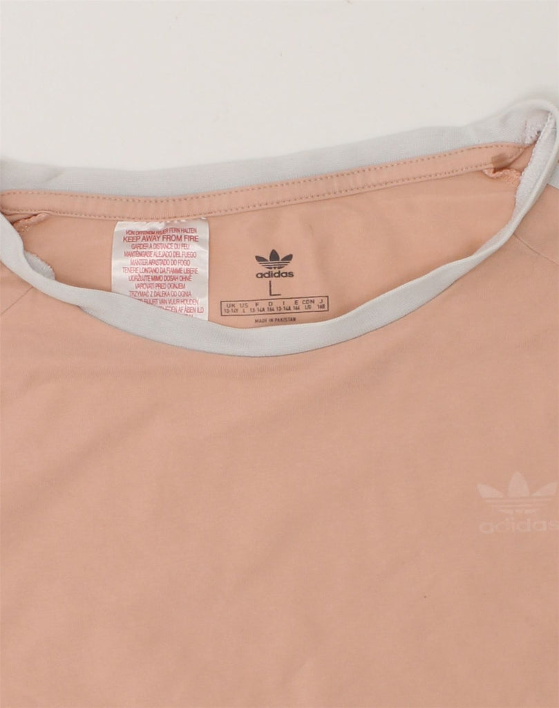 ADIDAS Girls Top Long Sleeve 13-14 Years Large  Beige Cotton | Vintage Adidas | Thrift | Second-Hand Adidas | Used Clothing | Messina Hembry 