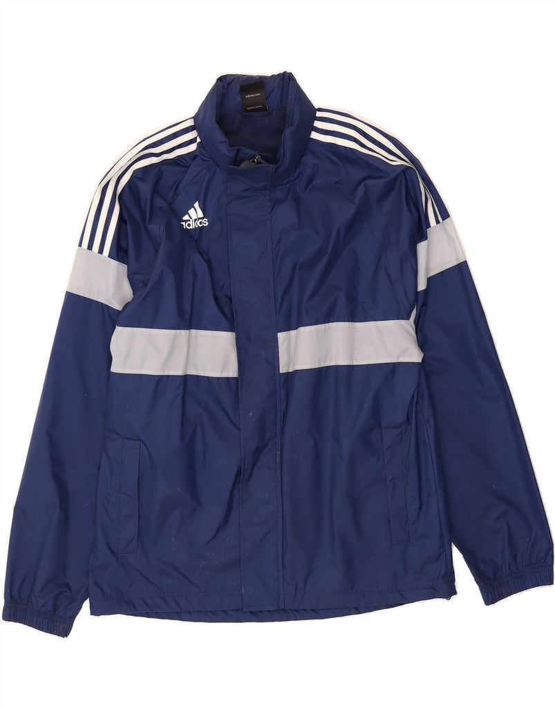 ADIDAS Mens Graphic Rain Jacket UK 40/42 Medium Navy Blue Vintage Adidas and Second-Hand Adidas from Messina Hembry 