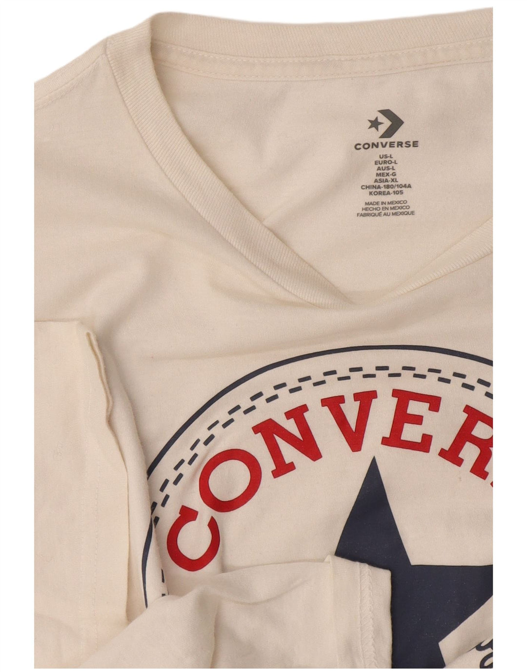 Converse Mens Graphic T-Shirt Top Large Off White