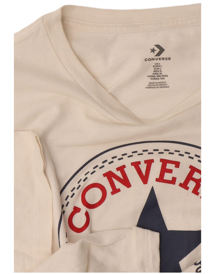 Converse Mens Graphic T-Shirt Top Large Off White