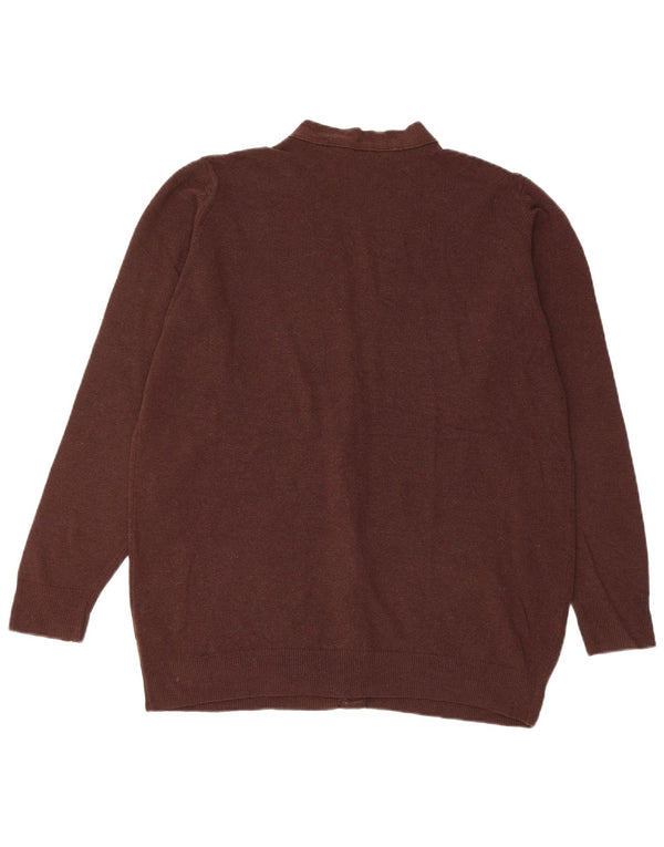 Marks & Spencer Womens Cardigan Sweater UK 16 Large Brown Lambswool