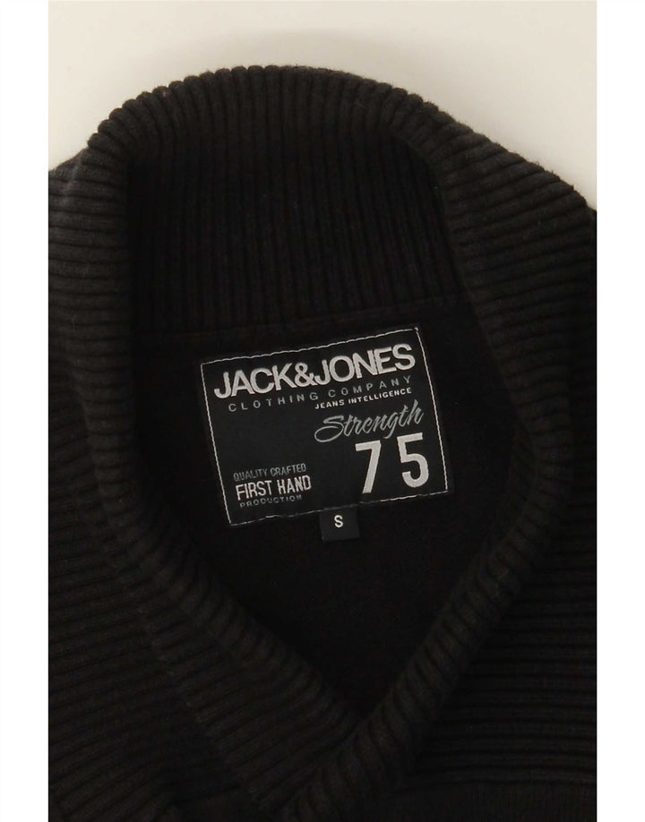 Jack & Jones Mens Shawl Neck Jumper Sweater Small Black
