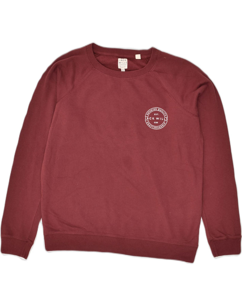 JACK WILLS Womens Sweatshirt Jumper UK 14 Large Maroon Cotton | Vintage Jack Wills | Thrift | Second-Hand Jack Wills | Used Clothing | Messina Hembry 