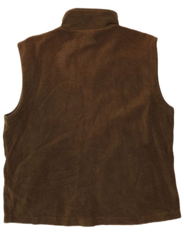 LE FROG Mens Casual Fit Fleece Gilet UK 42 XL Khaki Polyester