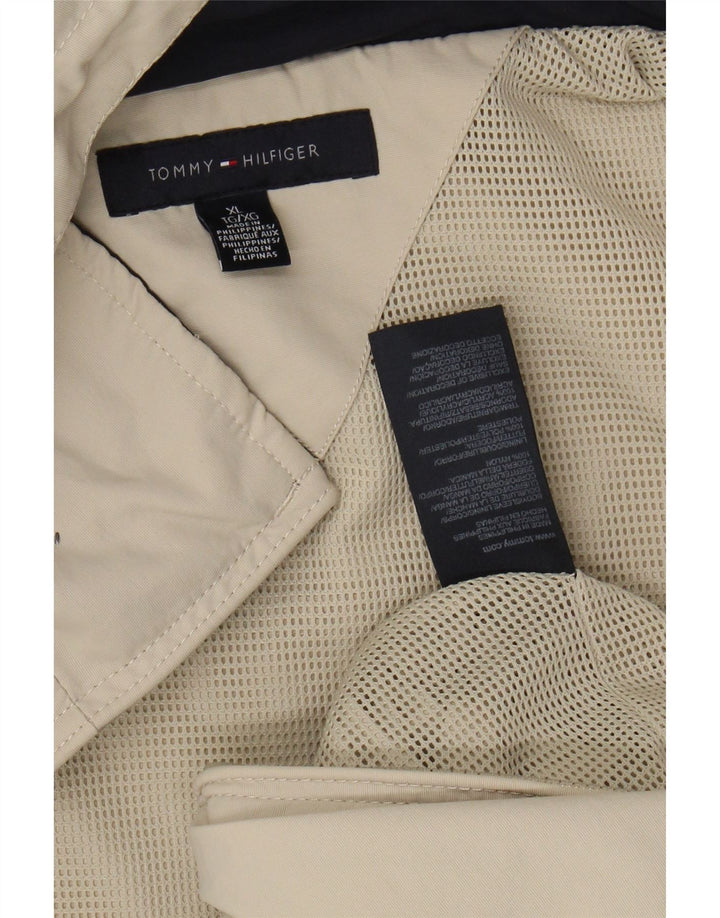 Tommy Hilfiger Mens Hooded Bomber Jacket UK 42 XL Beige Nylon
