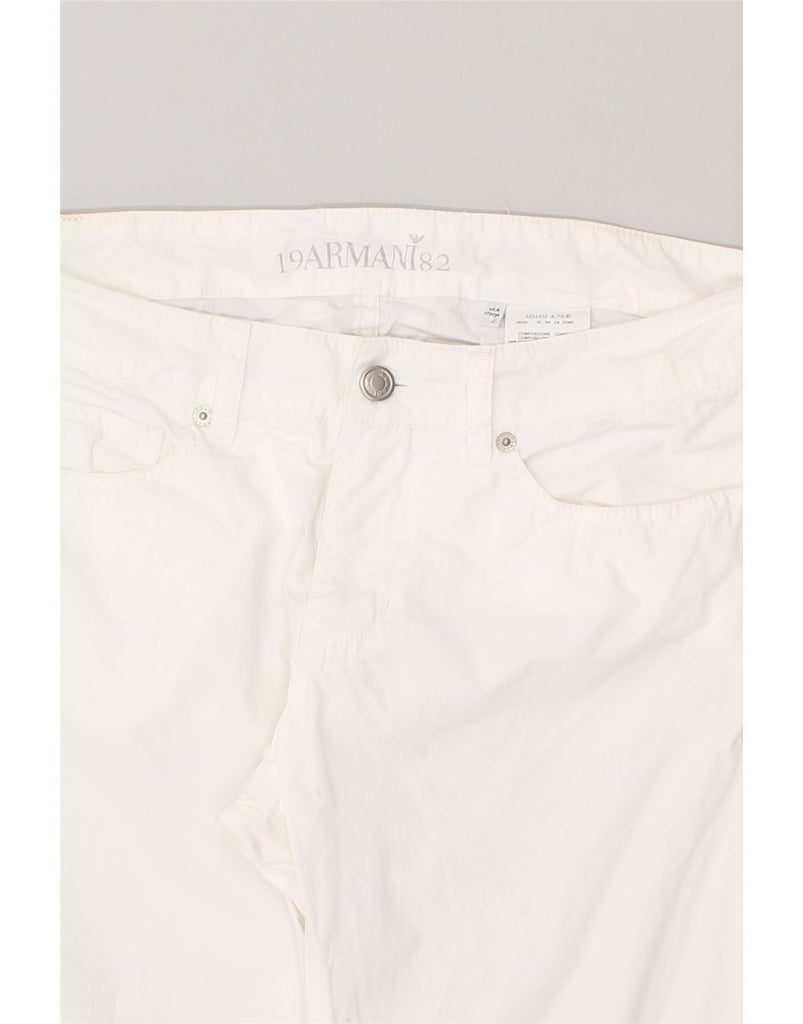 ARMANI JUNIOR Girls Straight Casual Trousers 14-15 Years W30 L27 White | Vintage Armani Junior | Thrift | Second-Hand Armani Junior | Used Clothing | Messina Hembry 