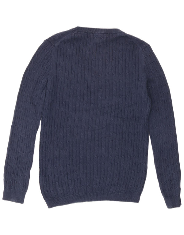 Crew Clothing Womens V-Neck Jumper Sweater UK 16 Large  Navy Blue Cotton