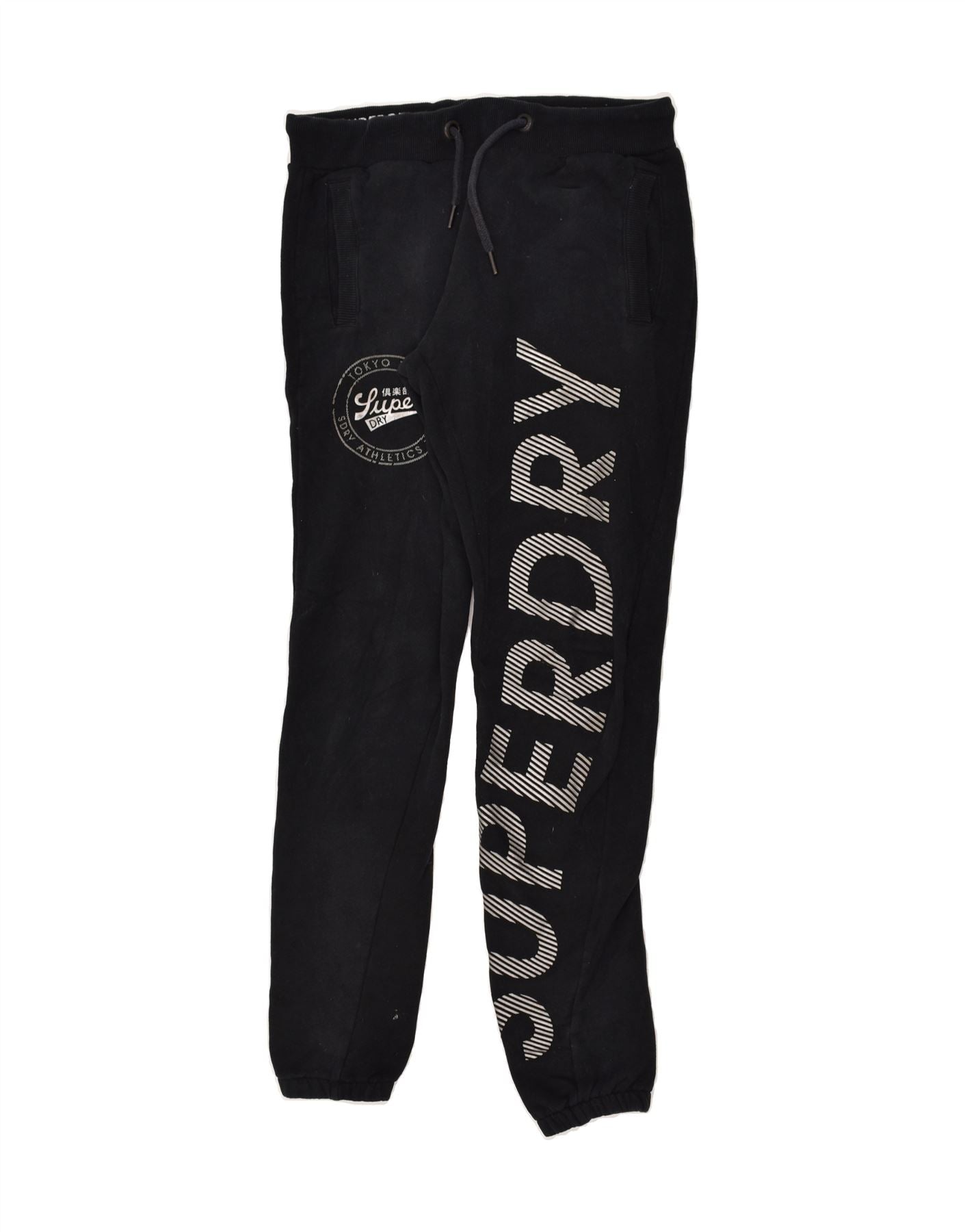 SUPERDRY Womens Graphic Tracksuit Trousers Joggers UK 8 Small Navy