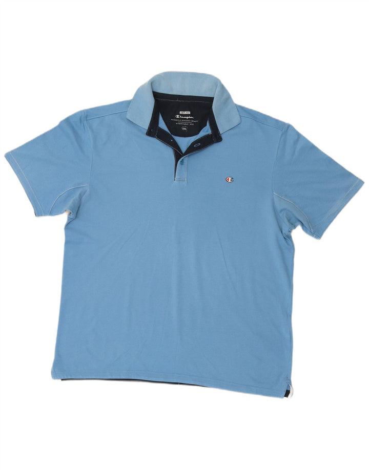 CHAMPION Mens Easy Fit Polo Shirt 2XL Blue Cotton