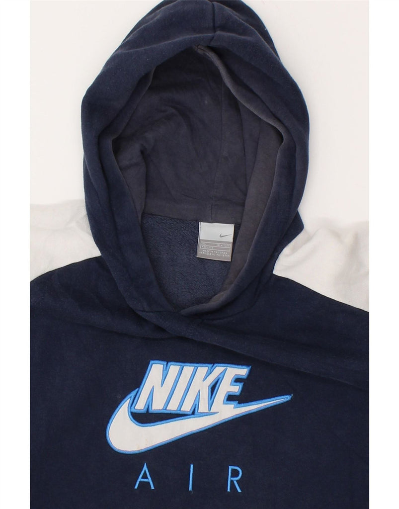 NIKE Boys Air Graphic Hoodie Jumper 13-14 Years XL  Navy Blue Colourblock Vintage Nike and Second-Hand Nike from Messina Hembry 