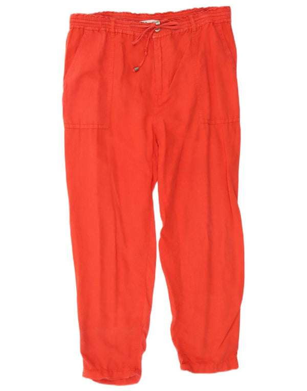 Zara Womens High Waist Cropped Trousers Medium W28 L24 Orange