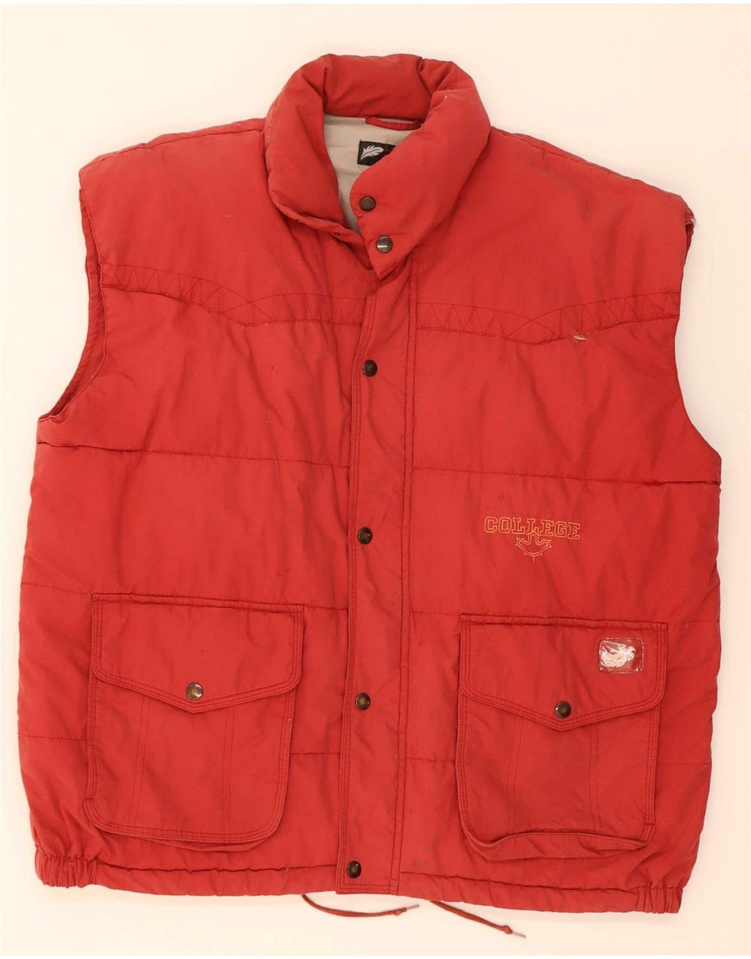 VINTAGE Mens Padded Gilet UK 40 Large Red Polyester