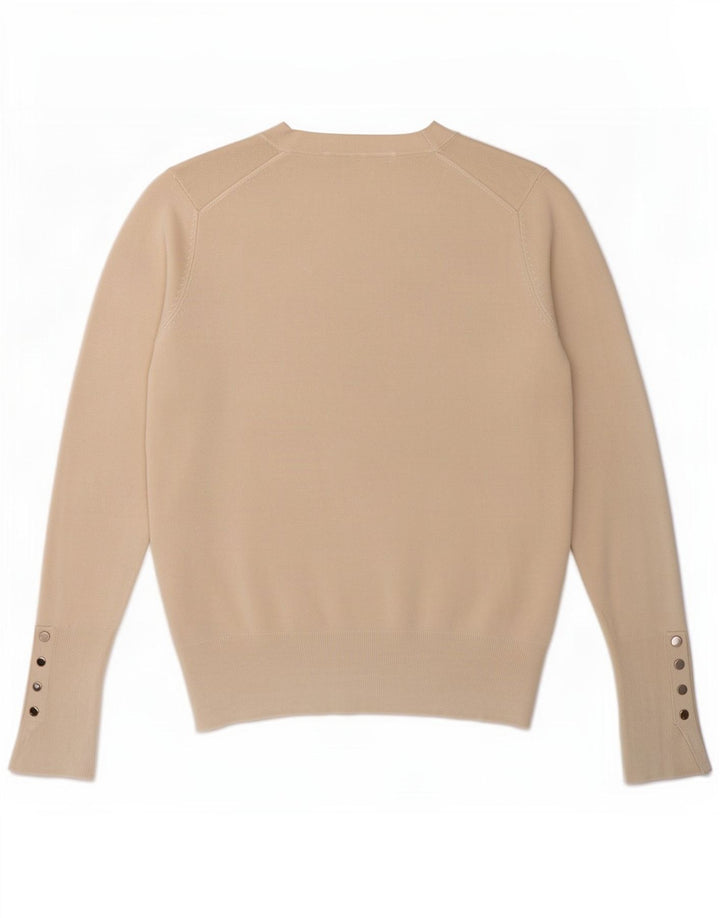 Zara Womens Crew Neck Jumper Sweater Small Beige Viscose