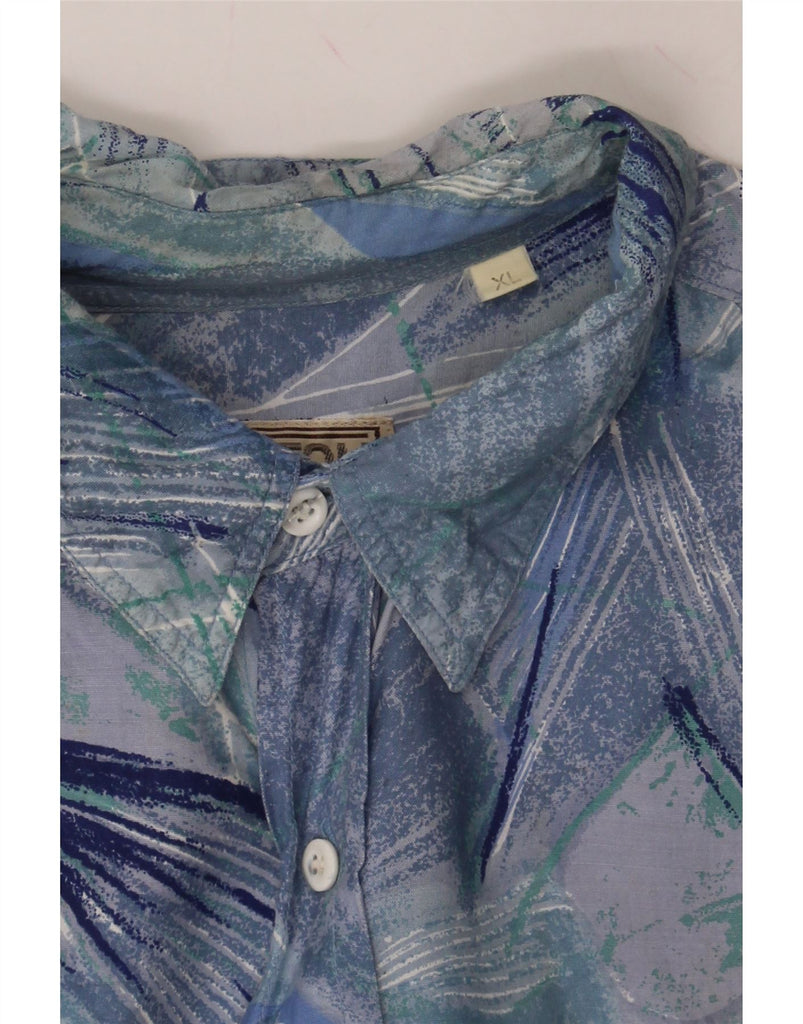 VINTAGE Mens Abstract Pattern Shirt XL Blue Viscose Vintage Vintage and Second-Hand Vintage from Messina Hembry 