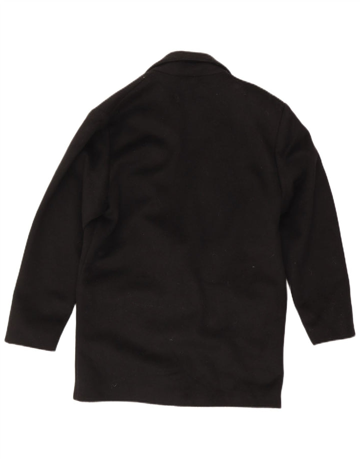 Vintage Womens Double Breasted Coat UK 14 Medium Black Wool