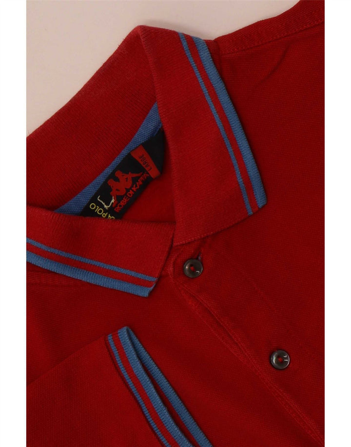 Kappa Mens Polo Shirt Large Red Striped
