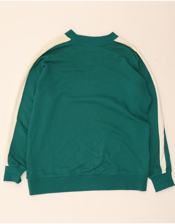 Puma Mens Sweatshirt Jumper Small Green Colourblock Cotton