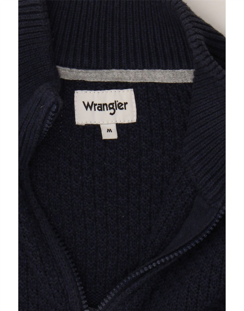 WRANGLER Mens Zip Neck Jumper Sweater Medium Navy Blue Cotton Vintage Wrangler and Second-Hand Wrangler from Messina Hembry 