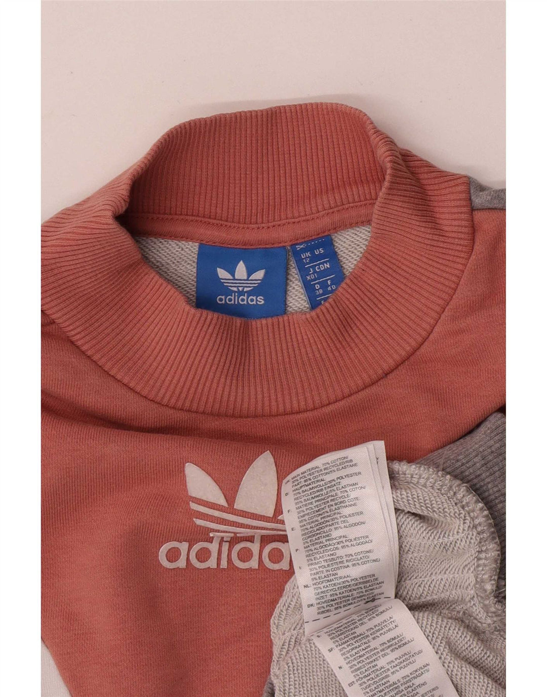 Adidas Womens Sweatshirt Jumper UK 12 Medium Grey Colourblock Cotton