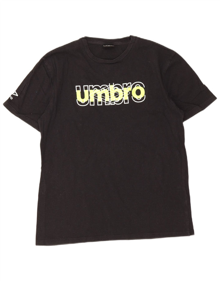 Umbro Mens Graphic T-Shirt Top Medium Black Cotton