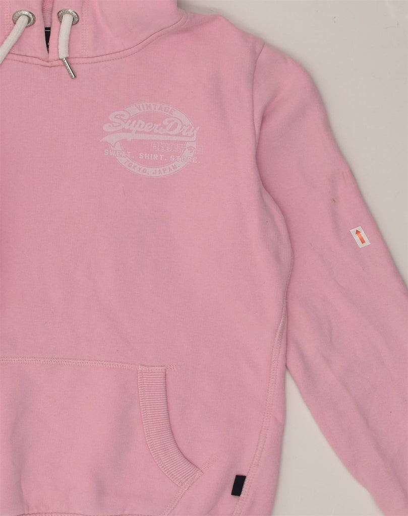 SUPERDRY Womens Graphic Hoodie Jumper UK 8 Small  Pink Cotton | Vintage Superdry | Thrift | Second-Hand Superdry | Used Clothing | Messina Hembry 